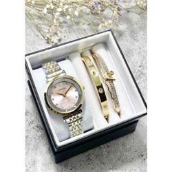 Подарочный набор для женщин часы, 2 браслета + коробка #22853010