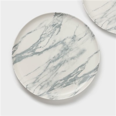 Тарелки Magistro Real Marble, d=26 см, набор 2 шт., фарфор, белые
