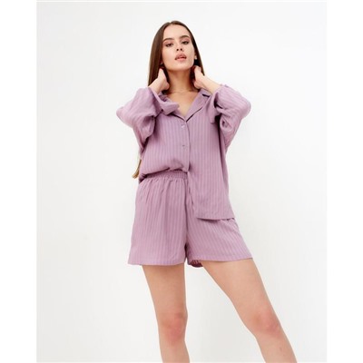 Пижама женская (рубашка, шорты) KAFTAN, сиреневая, размер 48-50