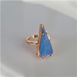 Кольцо 19 р ювелирная бижутерия коллекция "Дубай", покрытие позолота, вставка: фианит, цвет: голубой, арт.414.158-19