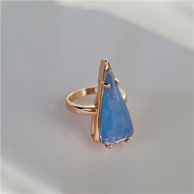 Кольцо 18 р ювелирная бижутерия коллекция "Дубай", покрытие позолота, вставка: фианит, цвет: голубой, арт.414.158-18