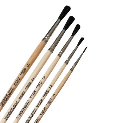 Набор кистей для рисования, белка, 5 штук: №: 1, 2, 3, 4, 5, Calligrata, круглые, деревянная ручка, в пенале