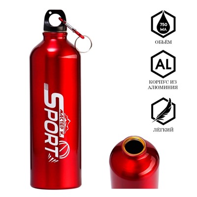 Бутылка для воды «Мастер К», 750 мл, 24.5×7 см, корпус из алюминия