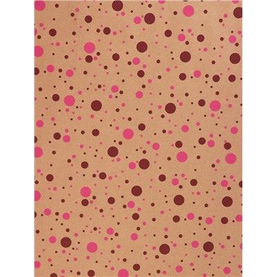 Крафт бумага «Конфетти» розовый/бордовый на коричневом фоне, 0.72×10±5% м, 60 г