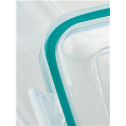 Набор контейнеров для хранения еды Idiland, 3 шт.: 400 мл, 800 мл, 1.5 л, пластик, герметичный, прозрачный, крышка голубая