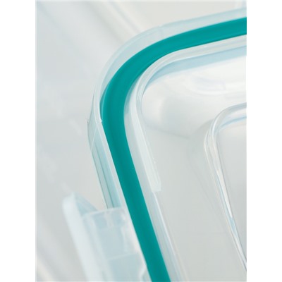 Набор контейнеров для хранения еды Idiland, 3 шт.: 400 мл, 800 мл, 1.5 л, пластик, герметичный, прозрачный, крышка голубая