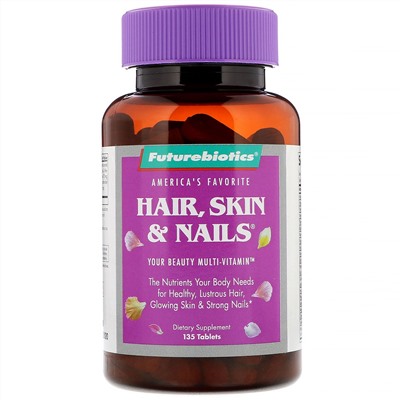 FutureBiotics, Hair, Skin & Nails, средство для поддержания здоровья волос, кожи и ногтей, 135 таблеток