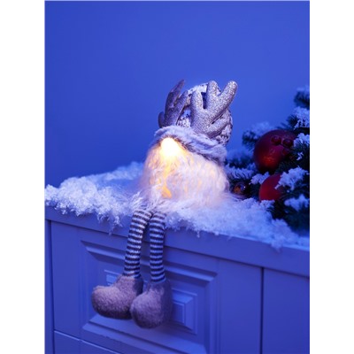 Фигура текстиль «Гном лосяш» 33 см, 1 LED, от батареек AG10×3, свечение тёплое белое