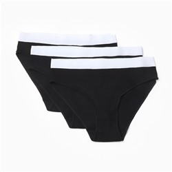 Трусы женские слипы MINAKU рубчик, набор 3 шт., размер 40-42, чёрные