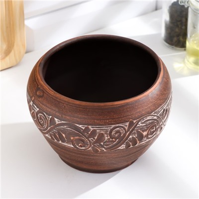 Горшок для жаркого «Ангоб», 700 мл, красная глина