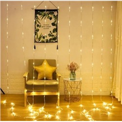 Гирлянда занавес желтый,  3х3м, 220В, 480led, 8режимов