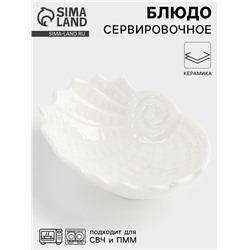 Блюдо «Ракушка», 9×7×3 см, керамика, белое