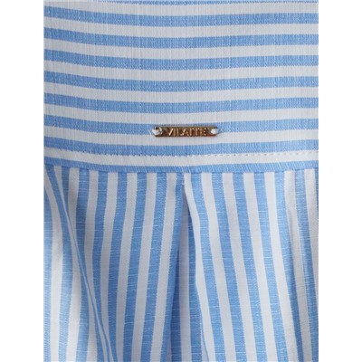 Удлиненная блузка с поясом в тонкую полоску из хлопка