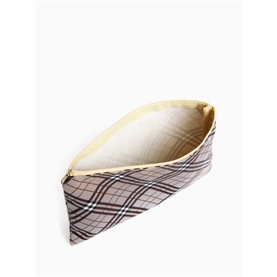 Косметичка-пенал на молнии, плоская, с рисунком «Ромбы», бежевая