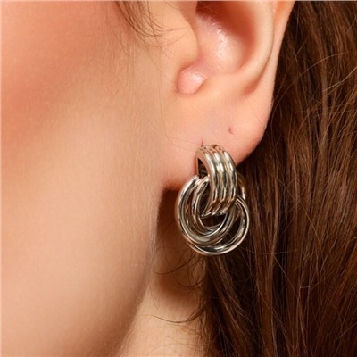 Серьги ювелирная бижутерия круглые, покрытие посеребрение, арт.213.718