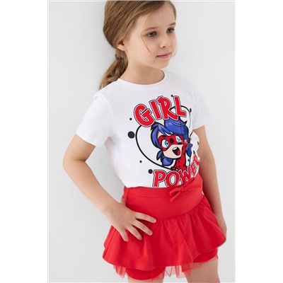 Комплект трикотажный для девочек: фуфайка (футболка), юбка-шорты PLAYTODAY, 1241304