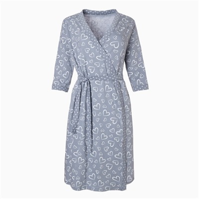 Комплект женский (сорочка/халат) для беременных, цвет серый, размер 54