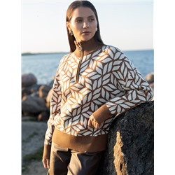 Джемпер с воротом на молнии жаккардовой вязки с кашемиром