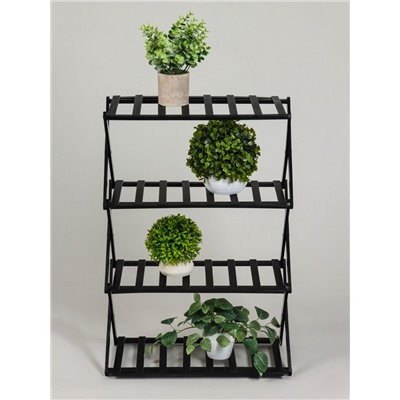 Подставка для цветов Greengo, 4 полки, 50×25×68 см, напольная, бамбук, чёрная