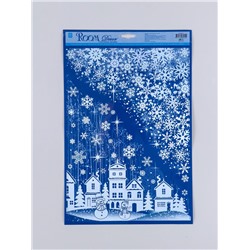 Статическая наклейка интерьерная для окон и зеркал Room Decor «Снежный городок», 26.5×40 см