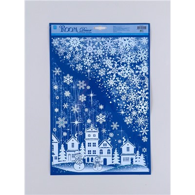 Статическая наклейка интерьерная для окон и зеркал Room Decor «Снежный городок», 26.5×40 см