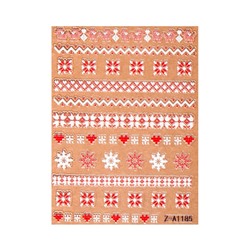 Наклейки для ногтей «Новогодние узоры», объёмные, красные, белые