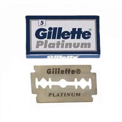 Лезвия для бритья классические двусторонние Джиллетт(ʤɪˈlet) Platinum 5шт.(1X5шт. =5 лезвий) (Оригинал)