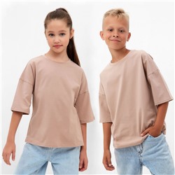 Футболка детская MINAKU:Basic line kids, бежевая, рост 122-128 см