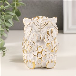 Фигурка полистоун «Совёнок: игра в прятки», белый с золотой патиной, 6.5×7×9 см