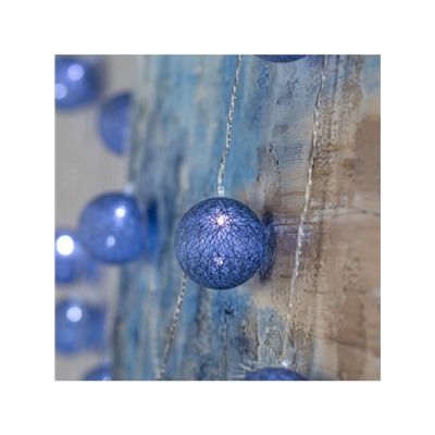 Гирлянда «Нить» 5 м с насадками «Клубки серые», IP20, прозрачная нить, 20 LED, свечение белое, 220 В