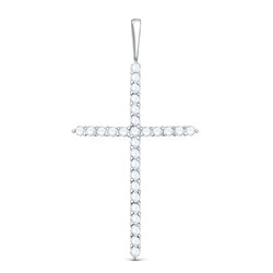 Серьги кресты из серебра с фианитами родированные 925 пробы с-0002р200