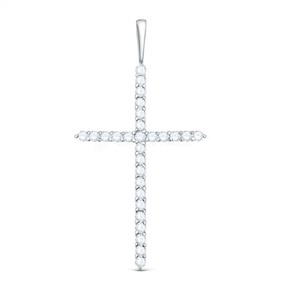 Серьги кресты из серебра с фианитами родированные 925 пробы с-0002р200