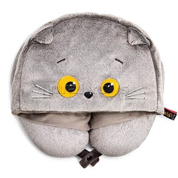 Кот Басик подушка на шею с капюшоном