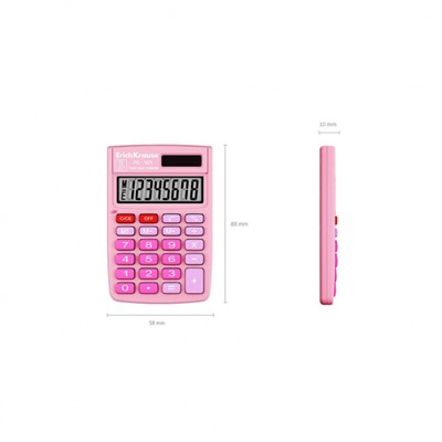 Калькулятор  8 разрядов 88х58 мм PC-101 Pastel розовый карманный 62007 ErichKrause