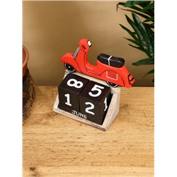 Календарь настольный «Мопед», 14×5.5×14 см, дерево, красный