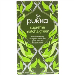 Pukka Herbs, Supreme Matcha Green, 20 Green Tea Sachets - 1.05 oz (30 g) Each