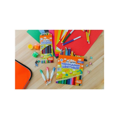 Карандаши Calligrata, цветные, двусторонние, 24 цвета, 12 шт., трёхгранные, деревянные