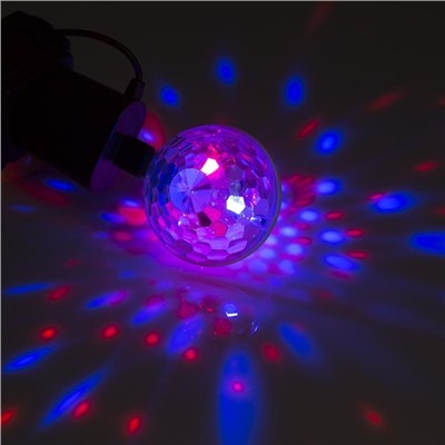 Световой прибор «Двойной диско-шар» 7 см, 4 коннектора, 5 В, свечение RGB