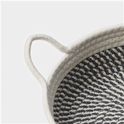 Корзина для хранения LaDо́m «Визави», плетёная, ручной работы, с ручками, хлопок, 34×25×7 см, серая