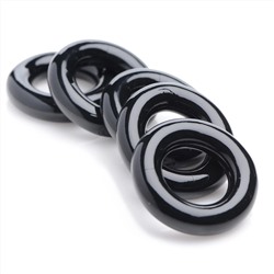 Комплект из 5 черных эрекционных колец для мошонки Ring Master Custom Ball Stretcher Kit