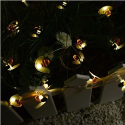 Садовая гирлянда на солнечной батарее «Пчёлки» Uniel, IP44, 3.8 м, теплый белый