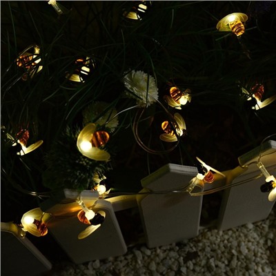 Садовая гирлянда на солнечной батарее «Пчёлки» Uniel, IP44, 3.8 м, теплый белый