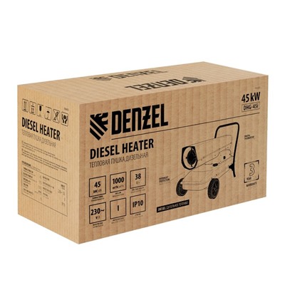 Дизельная тепловая пушка DENZEL DHG-45i 96485, 45 кВт, 1000 м3/ч, прямой нагрев