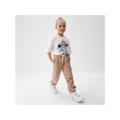 Брюки детские MINAKU, бежевые, рост 122 см