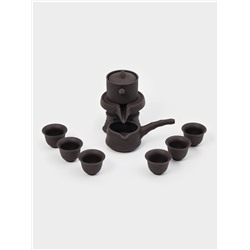 Набор для чайной церемонии ДЖЕКИЧАЙ, 8 в 1, на 6 персон, пиала 60 мл, чайник 200 мл, керамика, коричневый