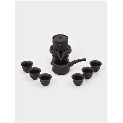 Набор для чайной церемонии ДЖЕКИЧАЙ, 8 в 1, на 6 персон, пиала 60 мл, чайник 200 мл, керамика, коричневый