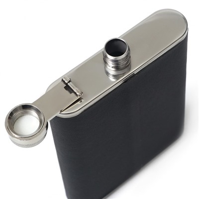 Фляжка Мастер К, 240 мл, со складным стаканом 50 мл, нержавеющая сталь, чёрная