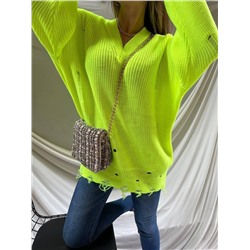 Рванный Удлинённый, вязанный свитер