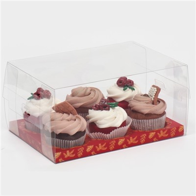 Коробка для капкейка «Новый год: Золото», 23×16×11.5 см