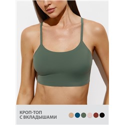 Omsa Топ 3. OmD 1112B Invisible Майка "Toп" женская с сеткой (кроп-топ на тонких бретелях с вкладышами), PA
